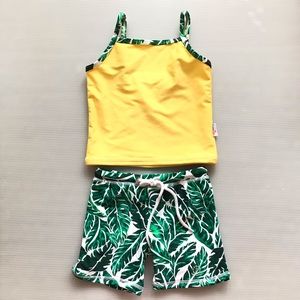 NWOT SWIMZIP Tankini Shorts Set Palm SPF 50